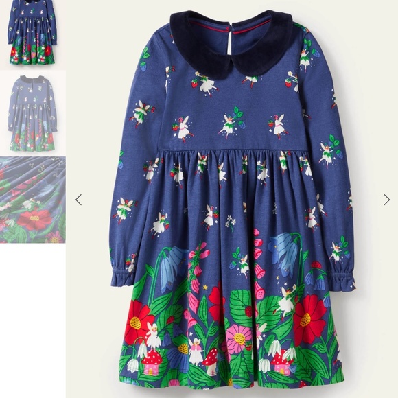 NWT Mini Boden Velvet Collar Party Dress Size 6-7